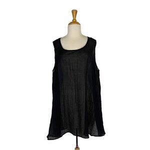 Kedem Sasson OS Black Tunic Tank Top Art to Wear Lagenlook Fits M L XL 1X 2X 3X